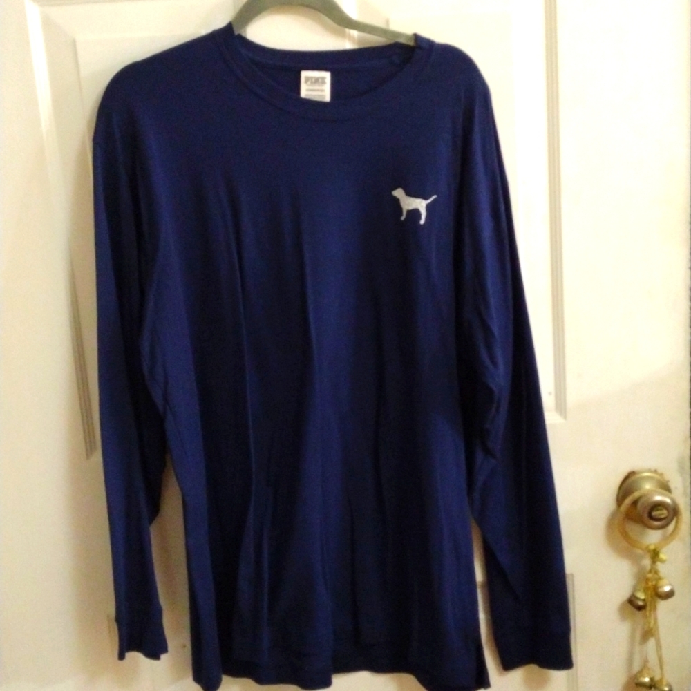 Victoria Secret Pink XL Blue Glitter Long sleeve TShirt